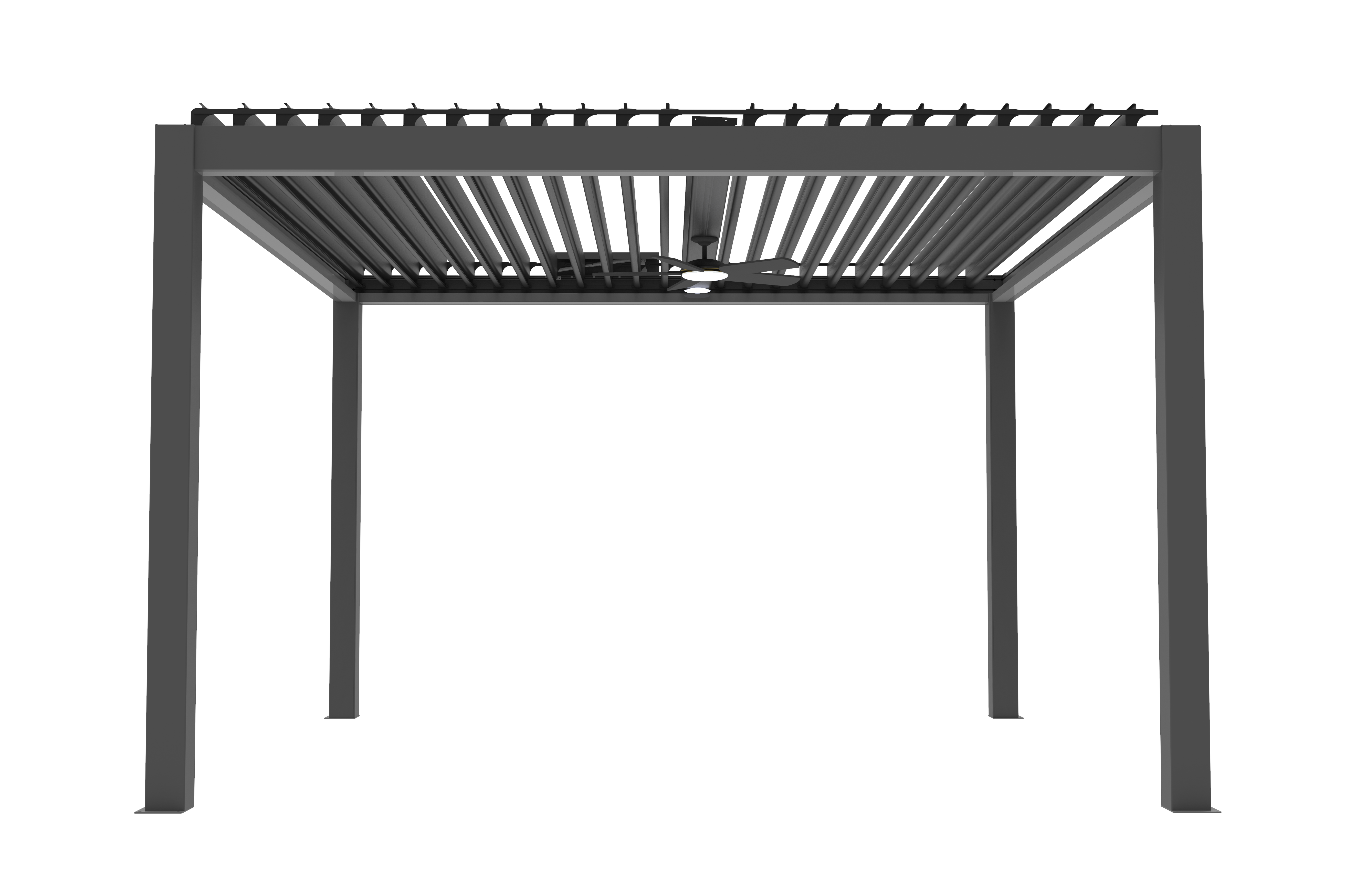 solar-powered louvered aluminum pergola