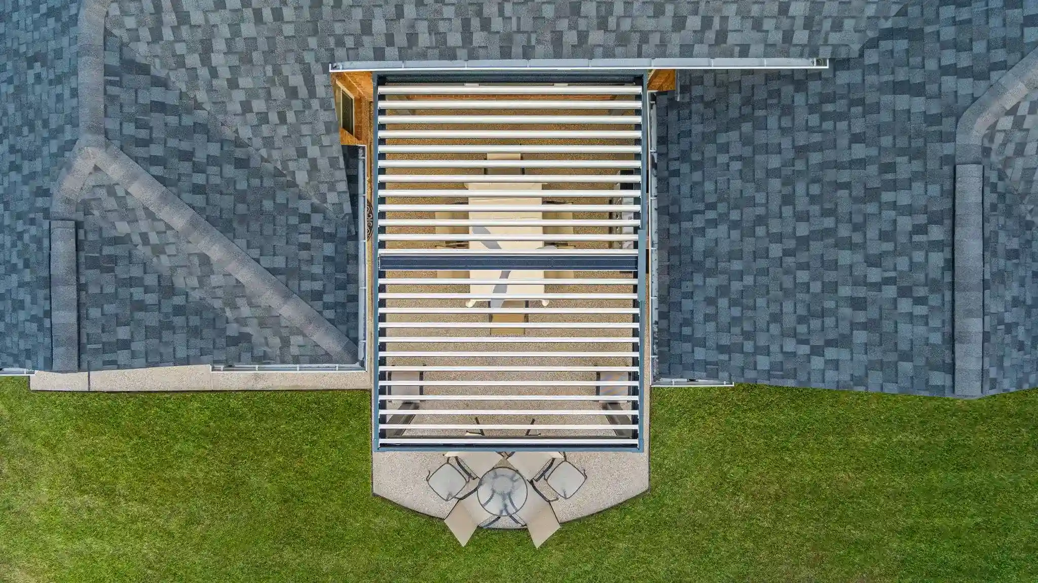 Top view of solar pergola