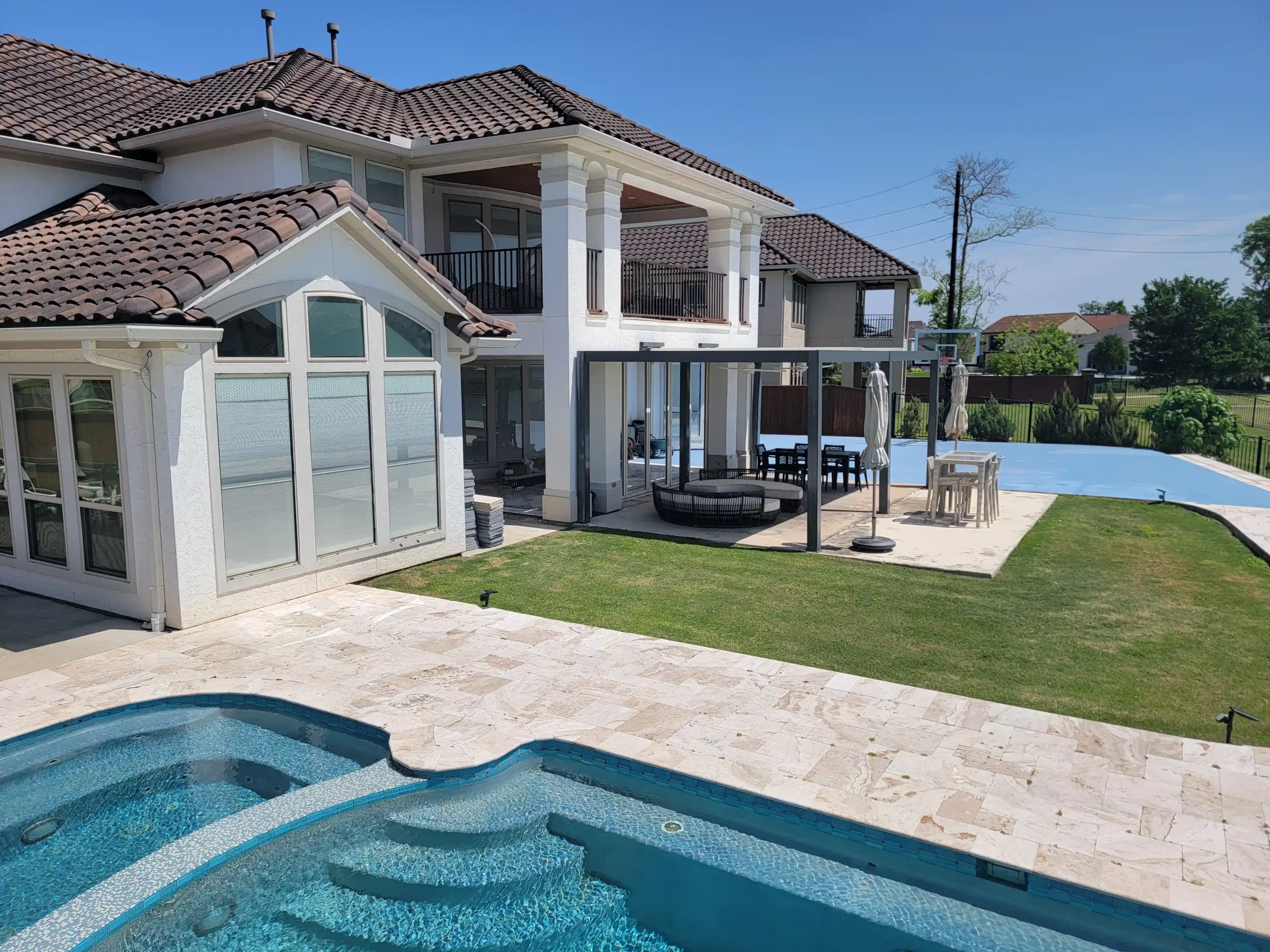 Danny's front patio shade solves pain point 1-Weatherproof Pergola, Year-Round Patio Enjoyment