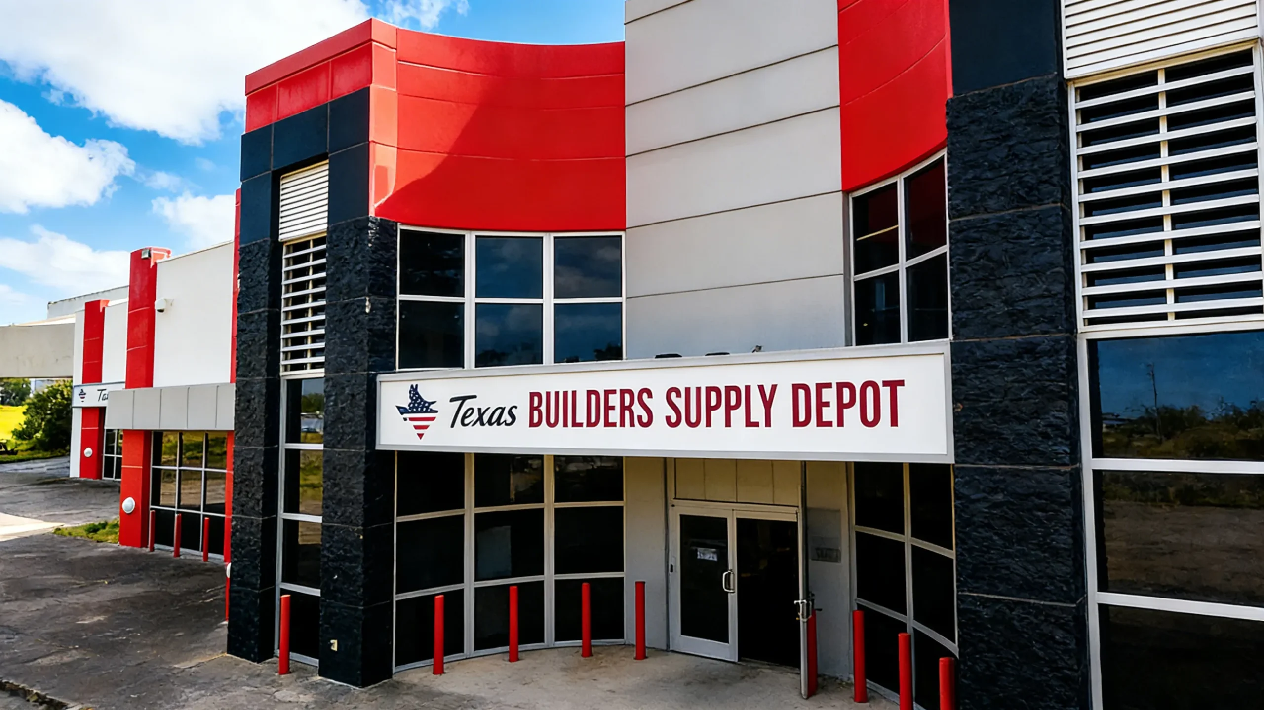 Detailed entrance of Texas Builders Supply Depot: