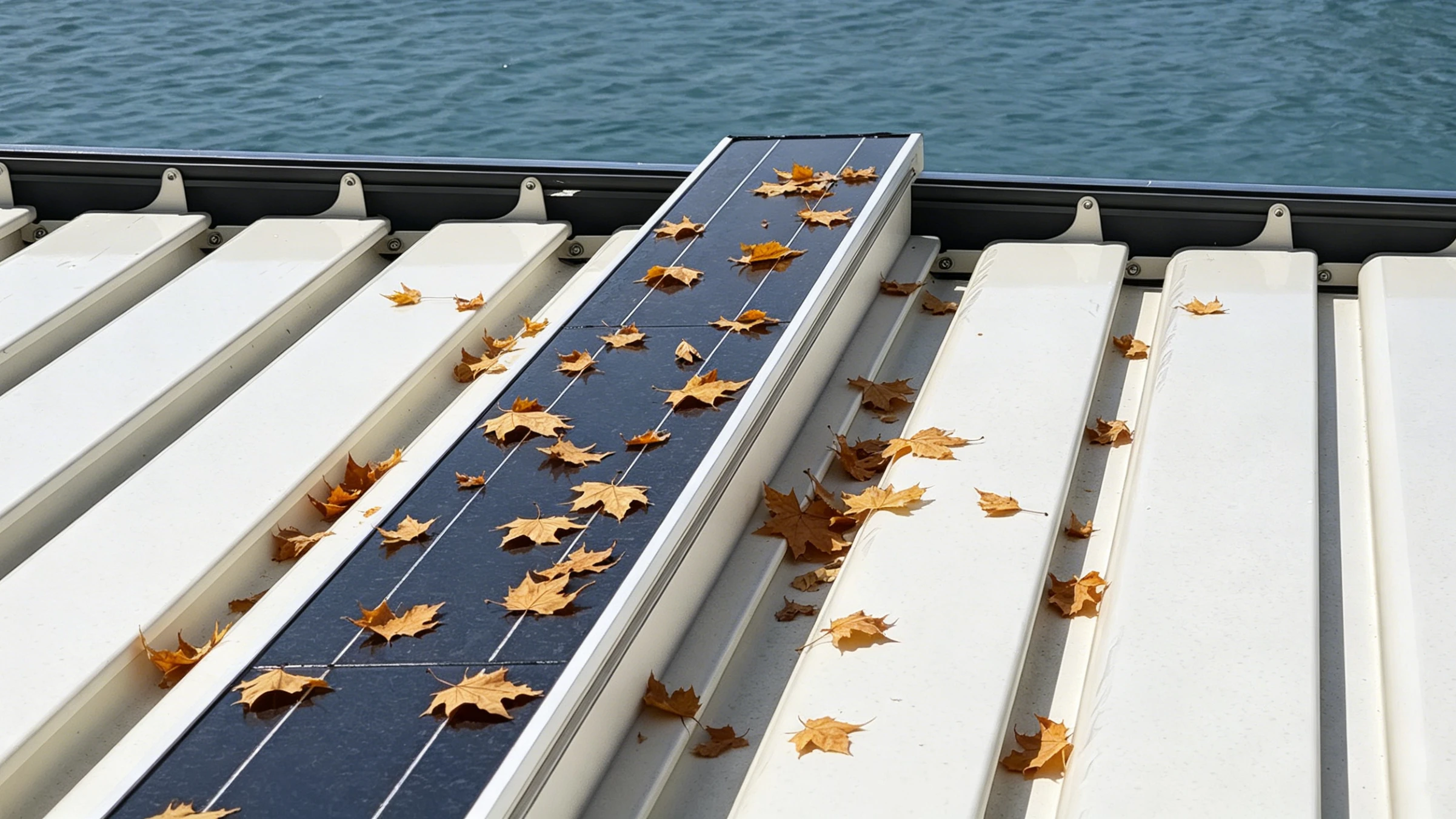 The maple leaves covering the canopy of the solar panels to some extent reduce the efficiency of solar energy