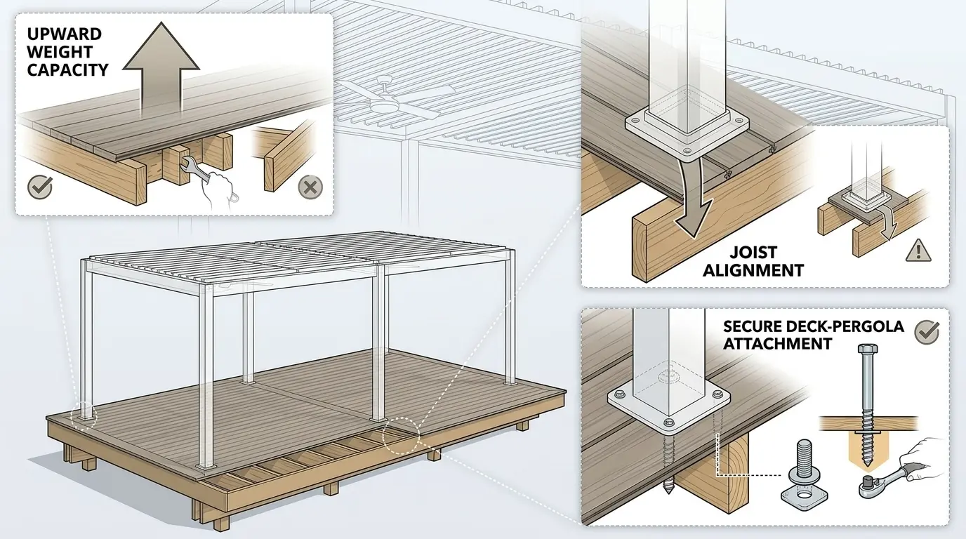 How to Mount a Pergola on a Deck Safely Weight Capacity, Joists & Attachment Guide