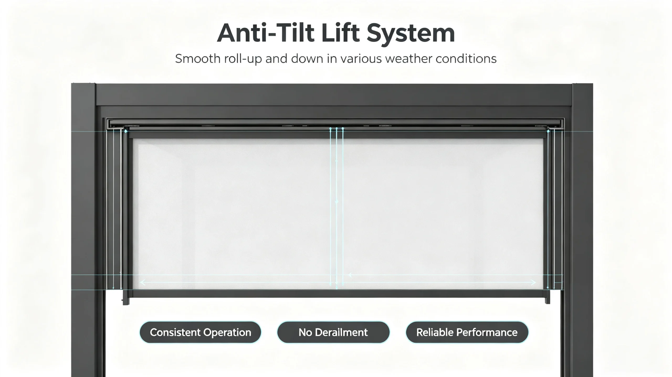 Technical diagram of anti tilt lifting system for Sola roller shade