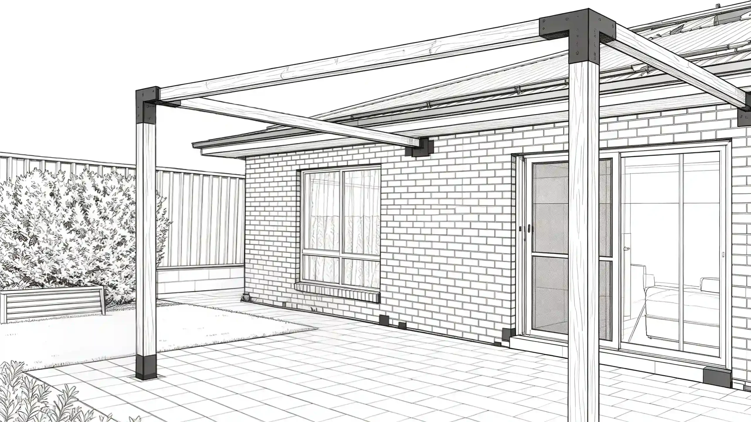 Bracket Wall Mount pergola installation sketch