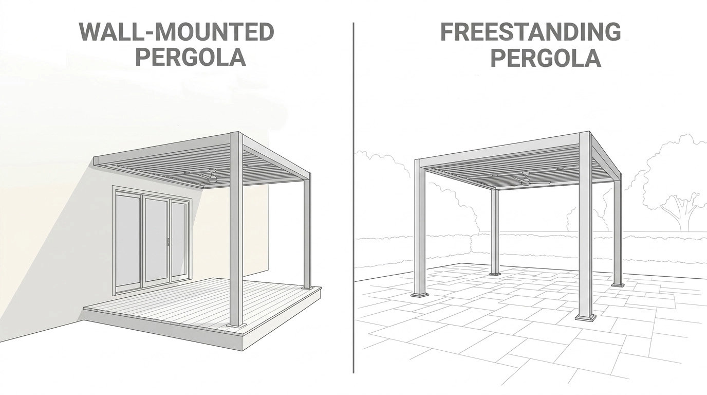 Comparison of wall mounted pergola vs freestanding pergola