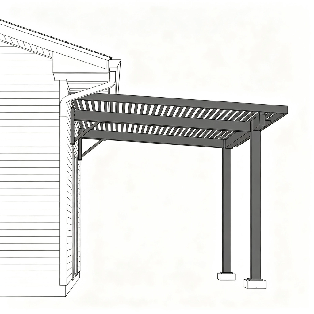wall-mounted pergola fascia mount attachment to house roof overhang